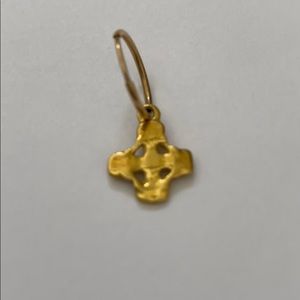 Lee Brevard gold tiny signature cross earring